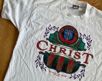 1990s Soldiers of Christ Jesus T-shirt Vintage Fruit of the Loom Best Made in USA Single Stitch 50/50 Tee NewLife Religious Armor of God