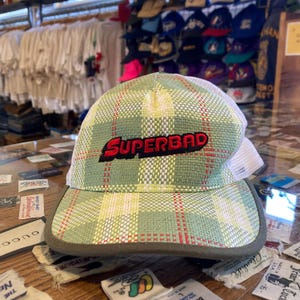 2000s Superbad Movie Promo Baseball Cap Plaid Embroidered Meshback Snapback Hat Jonah Hill Michael Cera