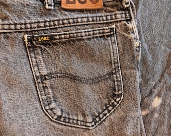 80s Lee Jeans | 25 Waist | Vintage Black Faded High Waist Denim
