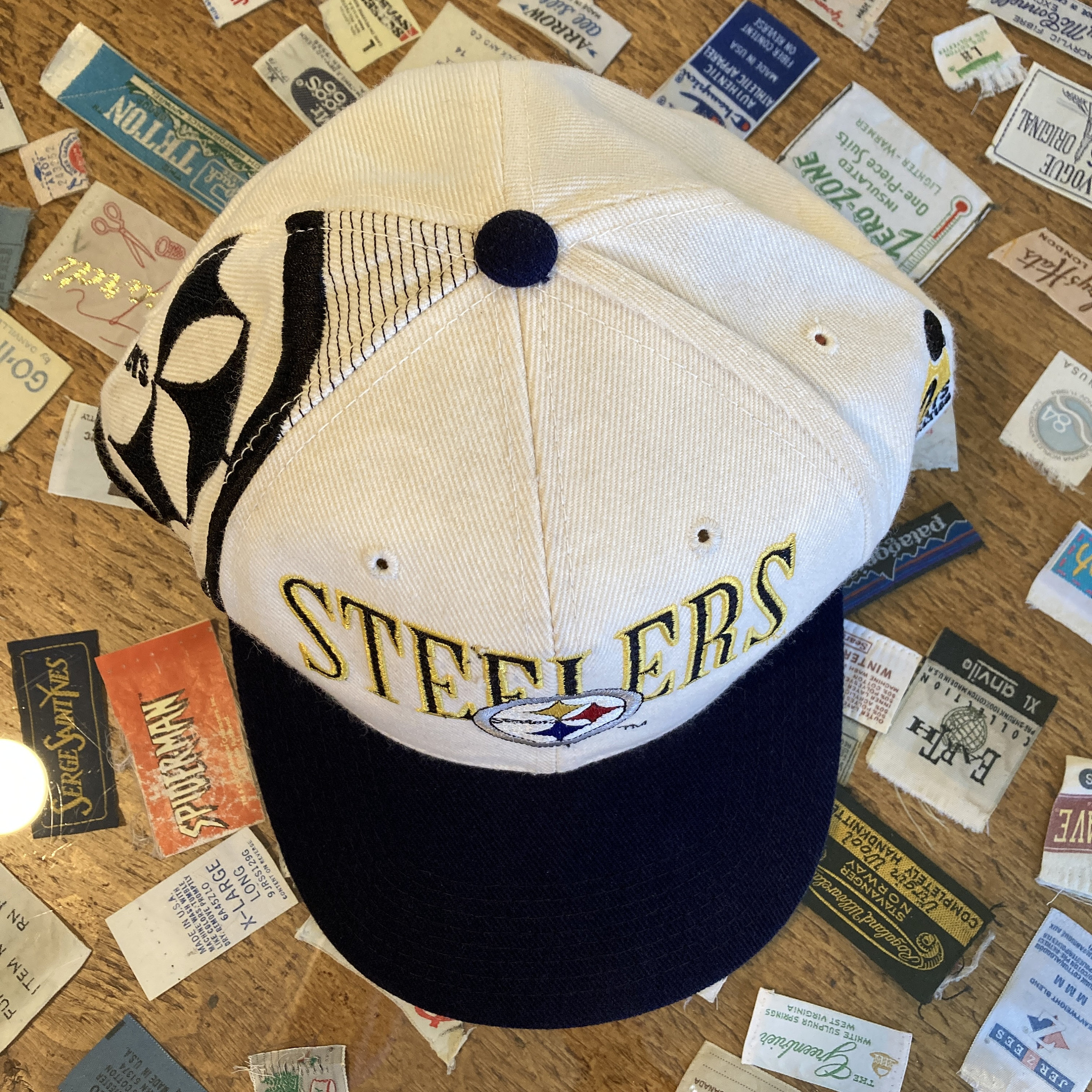 1990s Pittsburgh Steelers Laser Snapback Hat Vintage Sports