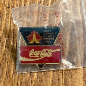 Épinglette Coca-Cola des Jeux du Canada de 1989, épinglette vintage en émail