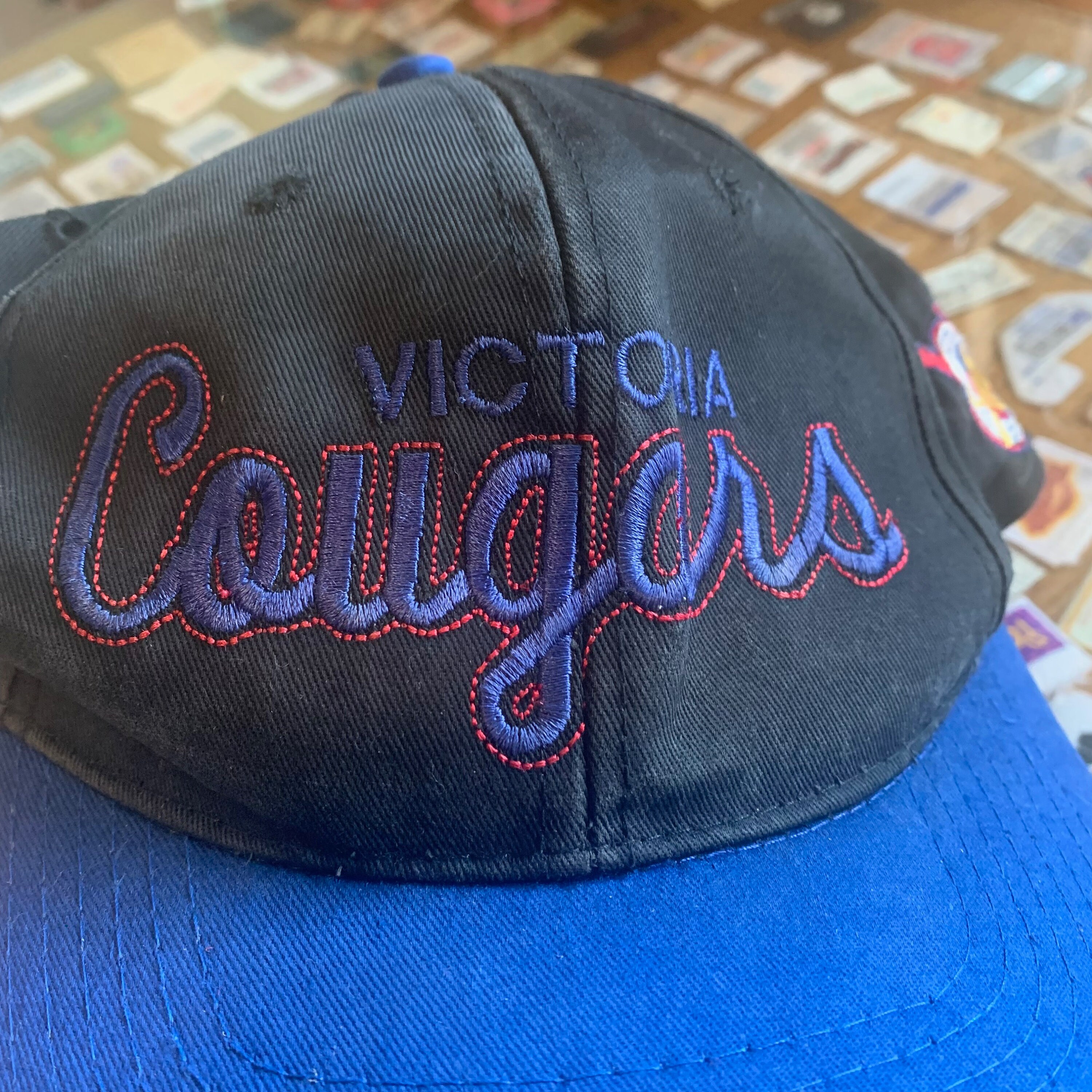 Vintage Late 1990's - Early 2000's Victoria Cougars VIJHL Vancouver Island Junior Hockey league Script Hat Snapback NHL WHL Cap
