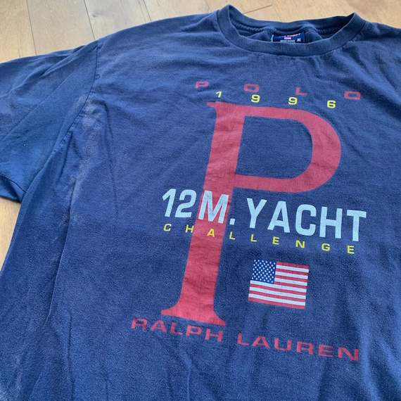 トップス POLO SPORT 12M.YACHT 1996 collection Vintage Polo Sport Ralph Lauren 12 M Yacht Challenge Navy T