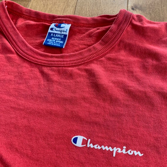 90s Champion Red Spell Out T-shirt Vintage 1990s Made in USA 