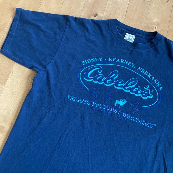 1990s Cabelas T-shirt Vintage Alore Made in USA 100% Cotton Single Stitch  Tee Outdoors Equipment Company Sidney Kearney Nebraska Fishing 