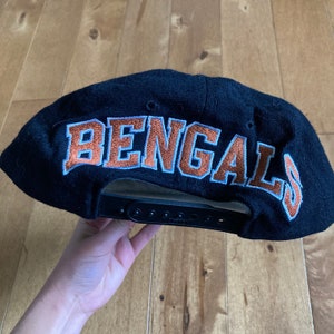 1990s Rare Cincinnati Bengals Blockhead Snapback Hat Vintage American Needle Made in Taiwan Embroidered Baseball Cap NFL Football Helmet
