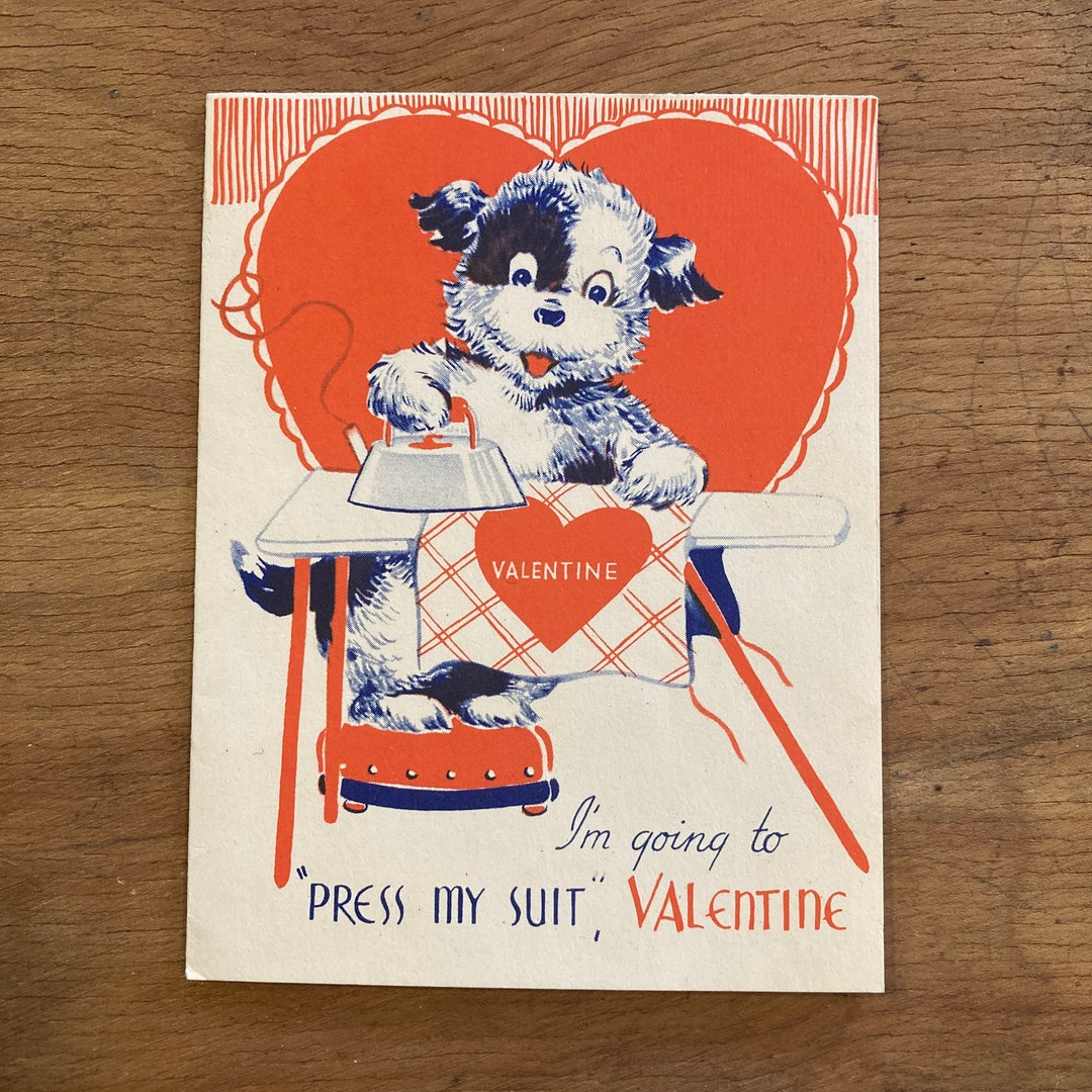 1950s Valentine's Day Card Vintage Made in USA Lithograph Beautiful ...