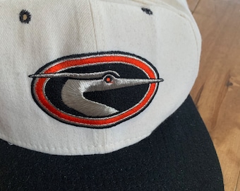90s Vintage Delmarva Shorebirds Hat 1990s Made in USA White New Era Snapback MiLB Minor League Baseball Cap Sportwear Maryland