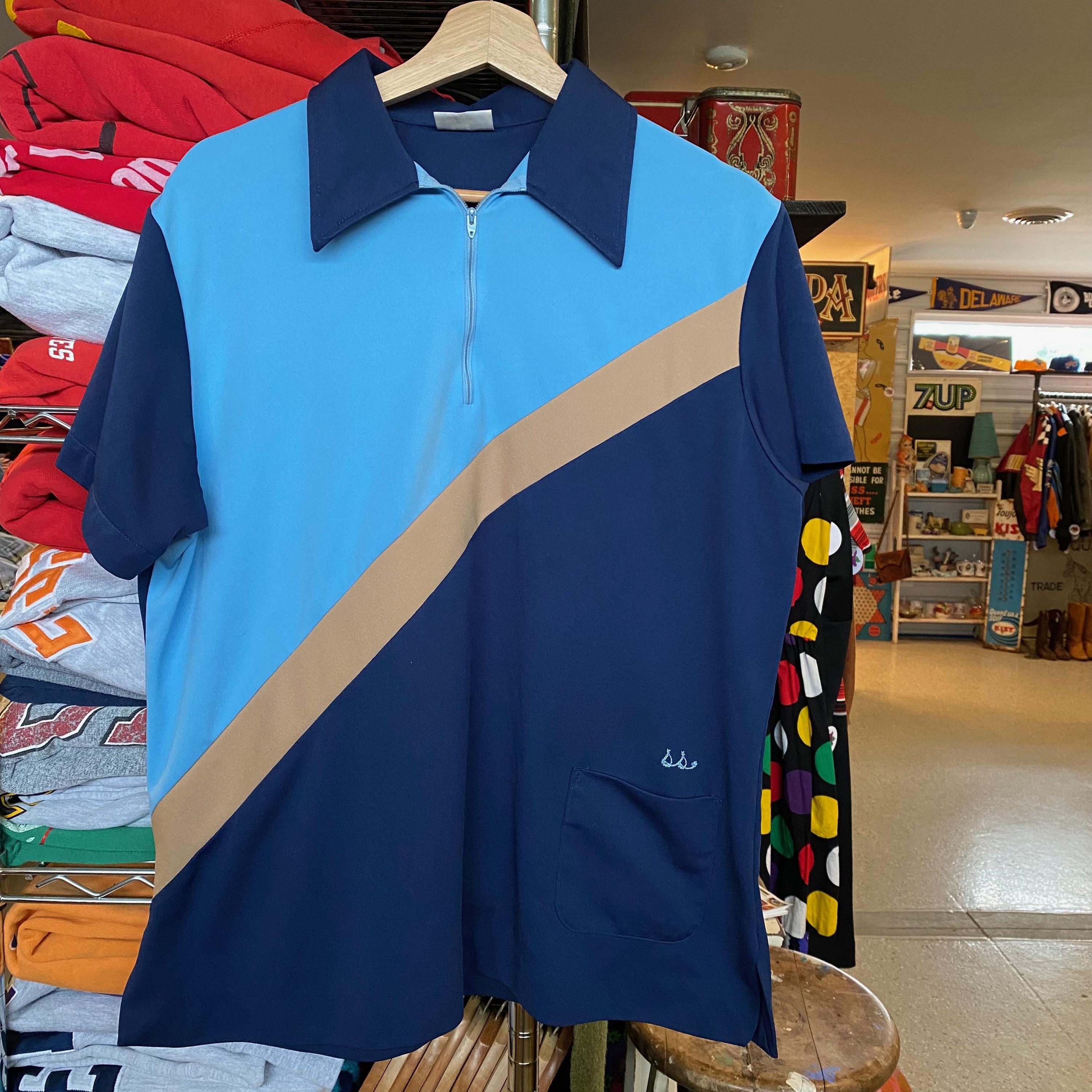 ウェア・シャツ 1970s King Louie Bowling Shirt Size L 1970s Vintage KING LOUIE Bowling Shirt Retro Quarter Zip Polo T