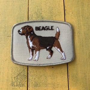 1980s Vintage Beagle Embroidered Patch Pet Dog Badge