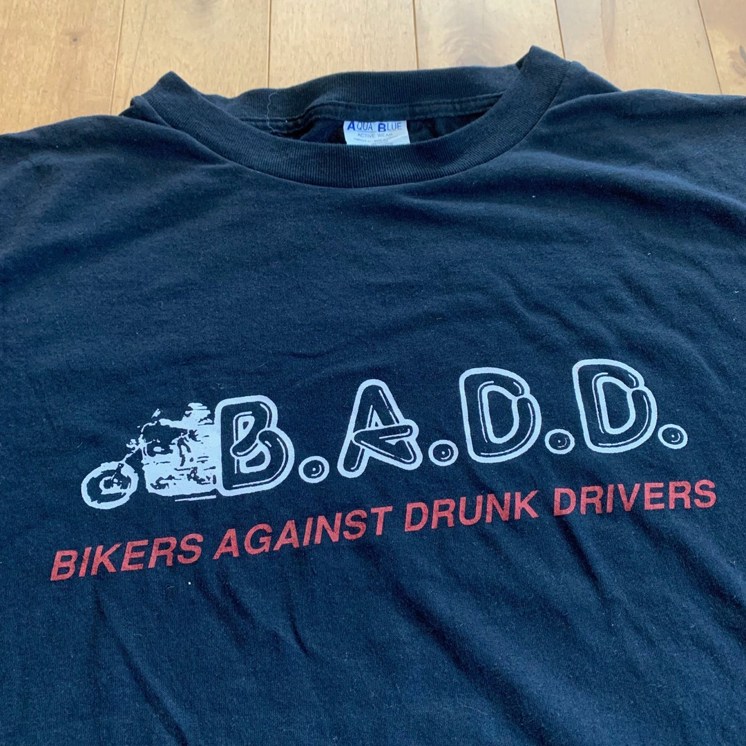 90s BADD Bikers Against Drunk Drivers Tshirt Vintage 1990s Aqua Blue