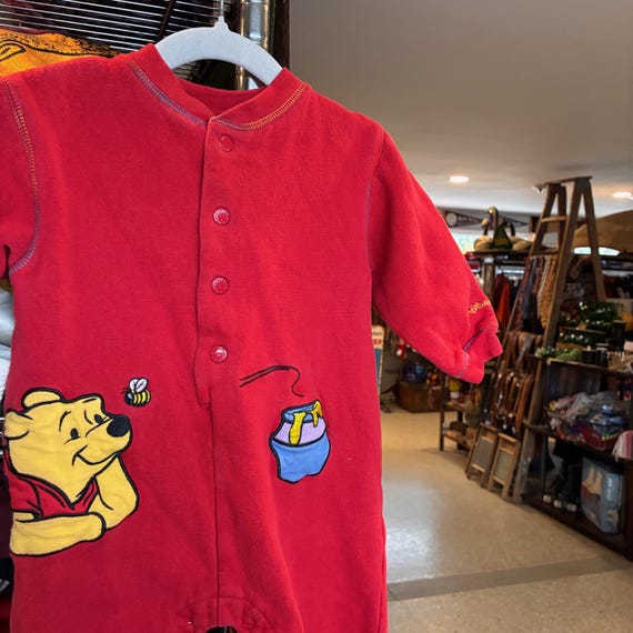 1990s Vintage WINNIE THE POOH Baby Onesie Walt Disney World Disneyland Jumpsuit