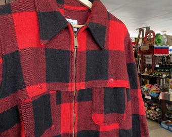 Vintage 80s Made in Usa SANTAFE TRAIL Plaid Checkered Wool Vintage 80s Made in Usa SANTAFE TRAIL Plaid Checkered Wool