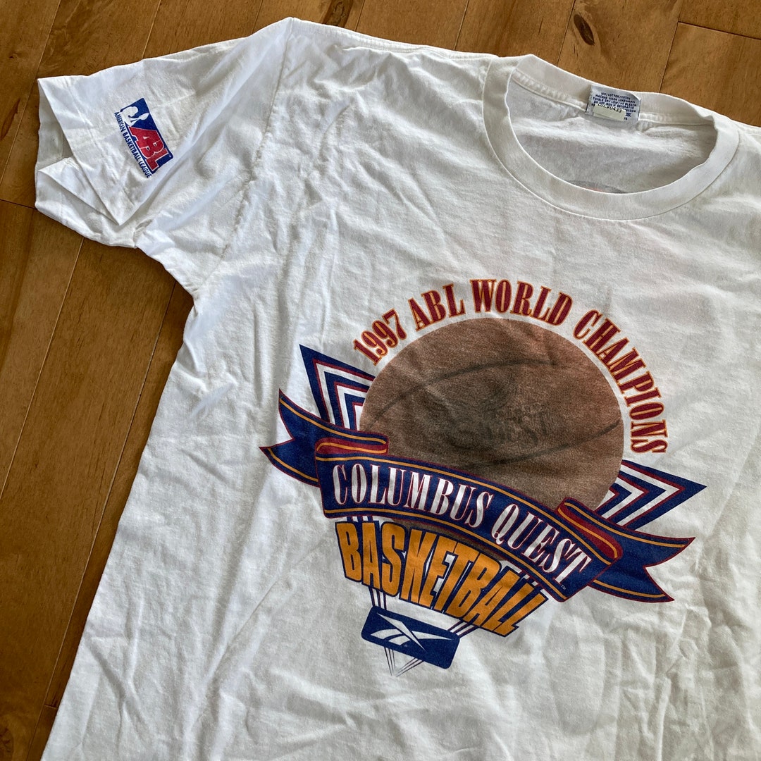 Adawegamig 1997 Columbus Quest Women's Basketball ABL World Champions Reebok T-Shirt Vintage 1990s XL Made in USA 100% Cotton Single Stitch Tee