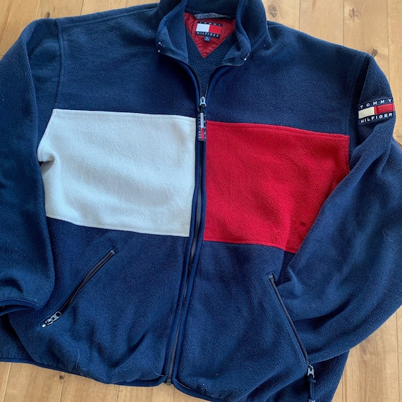 Late 90s Tommy Hilfiger Flag Colour Block Fleece Sweatshirt - Etsy
