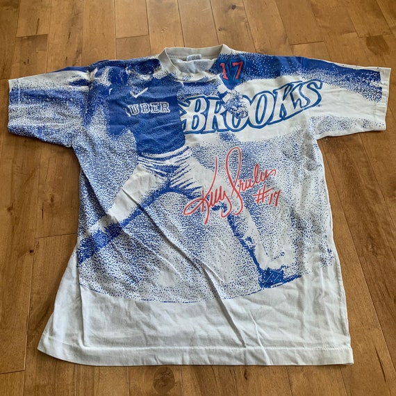 1990s Kelly Gruber Toronto Blue Jays T-shirt Vintage Brooks Made in Canada Single Stitch 100% Cotton All Over Print Tee MLB Major League