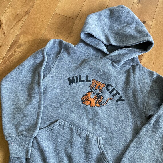 1980s Rare Mill City Oregon Tigers Kids Hooded Sweatshirt Vintage
