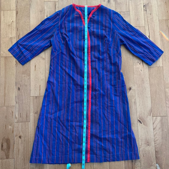 Vintage Womens Striped Shirt Dress 1990s Blue and… - image 5
