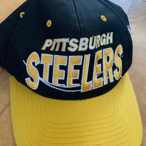 90s Vintage Pittsburgh Steelers Snapback 1990s Black & Yellow Embroidered Sportswear NFL American Football Baseball Cap