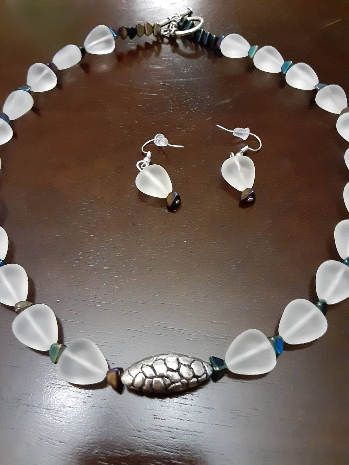 Frosted glass jewelry set Etsy Italia