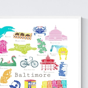 Baltimore Maryland A to Z Wall Art Print, by Chufish Studio | ABCs/alphabet decor for the home, office, classroom, or nursery