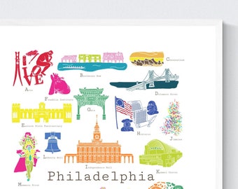 Philadelphia Pennsylvania A to Z Wall Art Print, by Chufish Studio | ABCs/alphabet decor for the home, office, classroom, or nursery