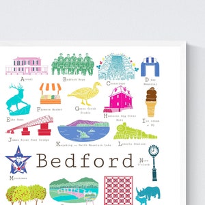 Bedford Virginia A to Z Wall Art Print, by Chufish Studio ABCs/alphabet decor for the home, office, classroom, or nursery