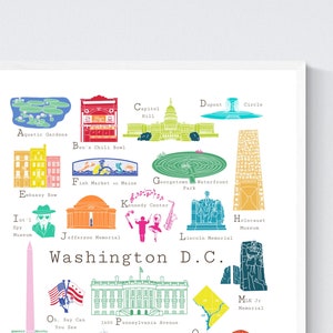 Washington D.C. A bis Z Wand kunstdruck von Chufish Studio | ABCs Alphabet Dekor für Zuhause, Büro, Klassenzimmer oder Kinderzimmer