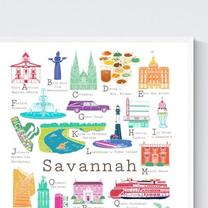 Savannah Georgia A bis Z Wand kunstdruck, von Chufish Studio ABCs/Alphabet Dekor für Zuhause, Büro, Klassenzimmer oder Kinderzimmer