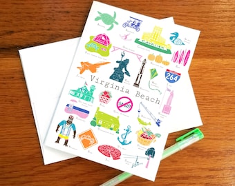 Virginia Beach Virginia A to Z Greeting Card, ABCs/alphabet note card for new baby, wedding anniversary, housewarming, teacher, coworker
