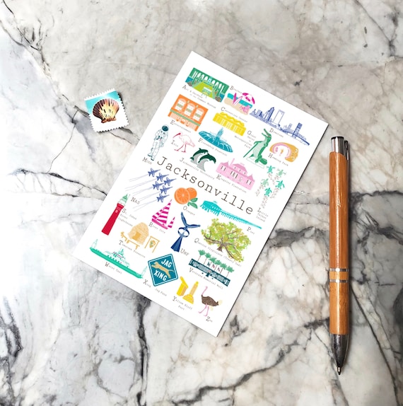 wedding anniversary Seattle Washington A to Z Postcard new baby ABCsalphabet card for greeting housewarming teacher coworker