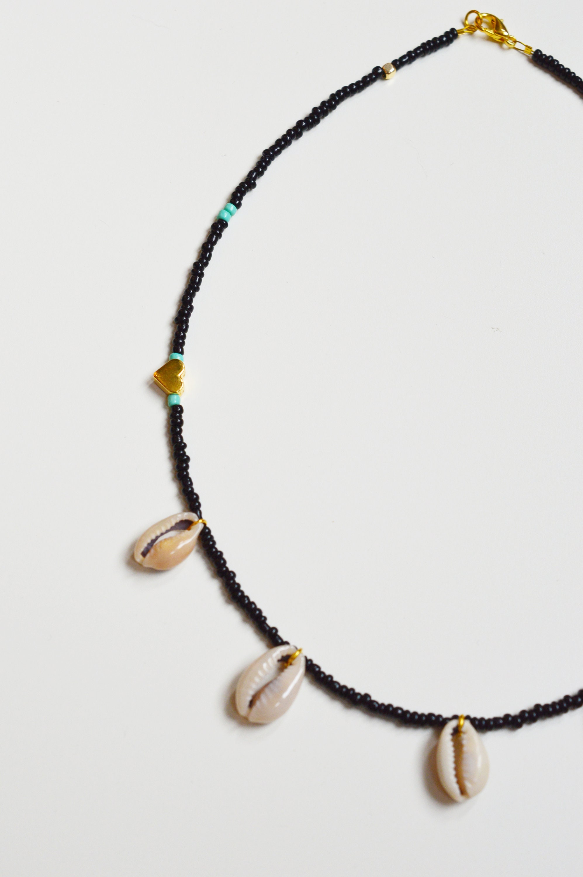 Cowrie Seashell Necklace24k Gold Plated Heart Necklaceblack Etsy