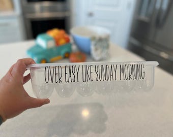 Funny Egg Container, Over Easy Like Sunday Morning, Egg Holder, Holds A Dozen Eggs, Custom Egg Container, Egg Carton, Reusable Egg Carton