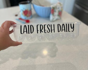 Funny Egg Container, Laid Fresh Daily Egg Holder, Holds A Dozen Eggs, Custom Egg Container, Egg Carton, Reusable Egg Carton