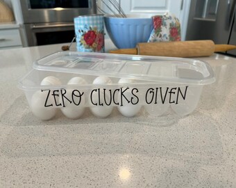 Funny Egg Container, Zero Clucks Given, Egg Holder, Holds A Dozen Eggs, Custom Egg Container, Egg Carton, Reusable Egg Carton