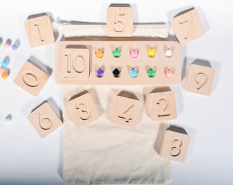 Montessori-telbord, houten dienblad 1-10 wiskundenummers, voorschoolse activiteit voor peuters