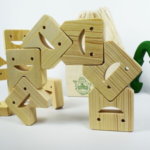 Hölzerne lächelnde Zähne Balance Blocks (12 Stück) - Stapelspiel, Montessori Spielzeug