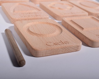 Geometrische vormen tracing kaarten - onderwijs speelgoed - Montessori materiaal - vroeg leren - houten speelgoed
