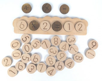 Handgemaakt houten rekenbord - Montessori-thuisspeelgoed