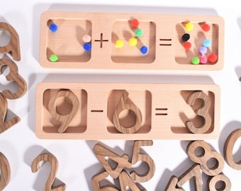Houten Optellen en Aftrekken Bord - Educatief speelgoed - Homeschool materialen - Montessori Materiaal