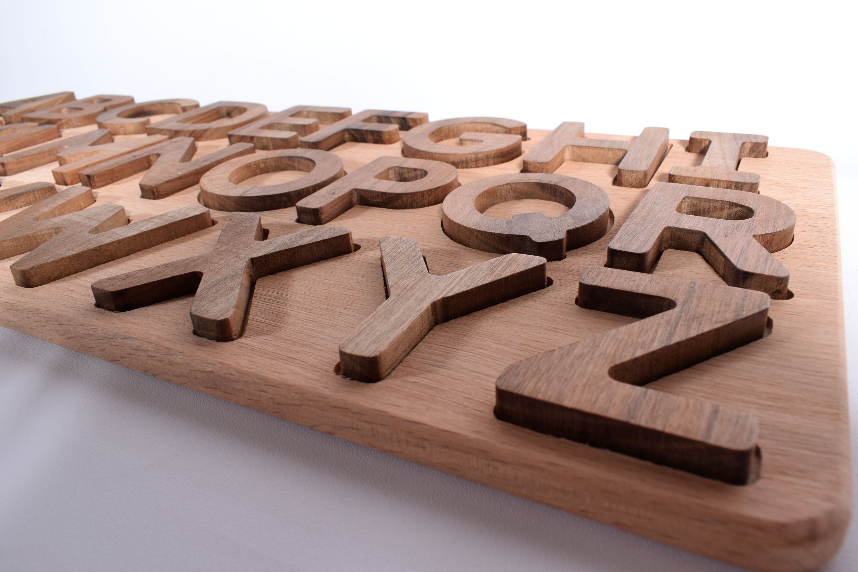 Holz Alphabet Puzzle 2 Stück – ABC, Zahlen, Formen, Lernspielzeug Für Kinder Ab 3 Jahren