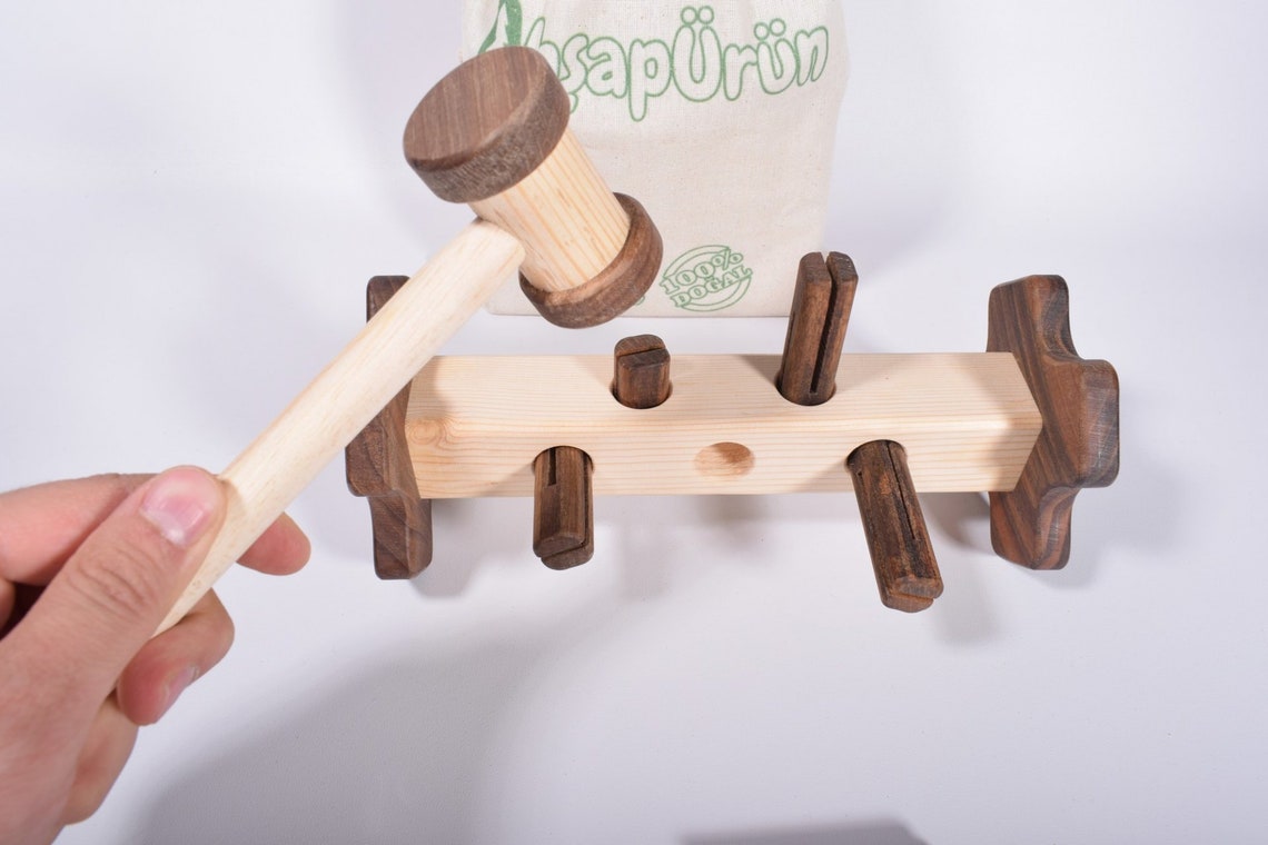 Hammer & Peg Wooden Toy Hammer Bench Toy Montessori Toddler Etsy