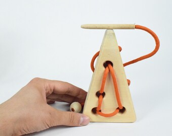 Kaastouwspel - Natuurlijk houten educatief speelgoed - Thuisschoolmaterialen - voor peuters