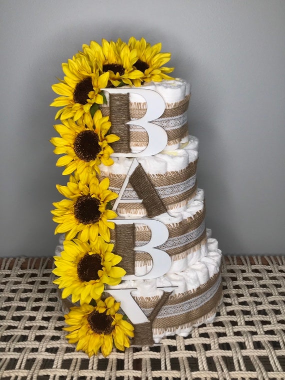 sunflower diaper cake