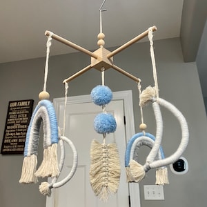 Rainbow mobile, nursery mobile, macrame mobile, boho nursery.