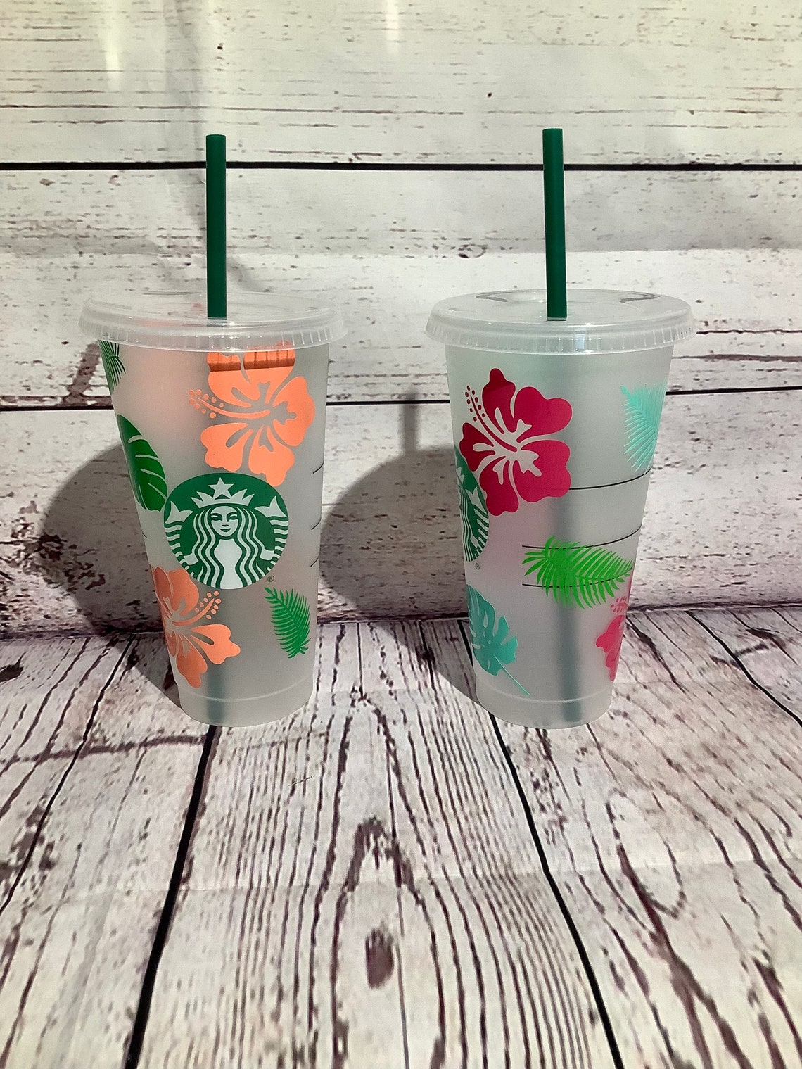 Personalized Starbucks tropical flower cup reusable cold cup Etsy