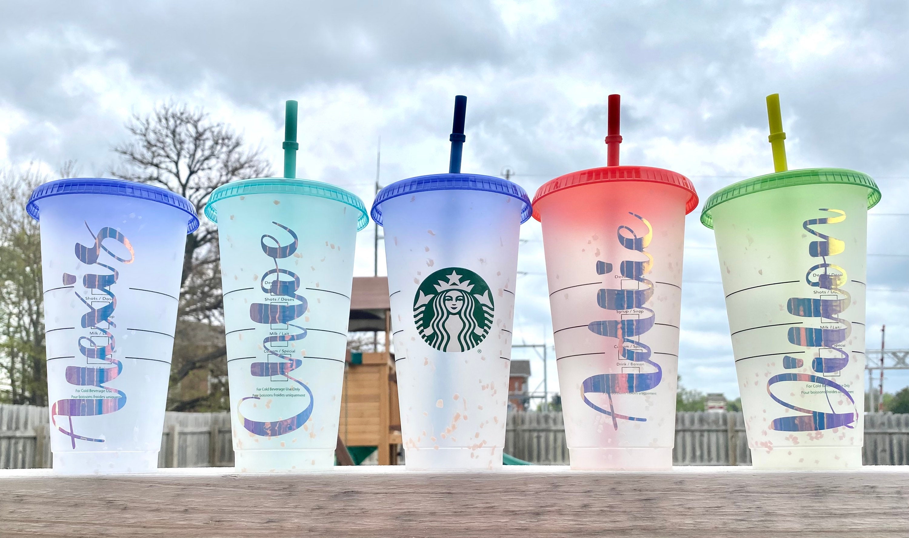 Personalized Starbucks Confetti Cold Cup Color Changing Etsy