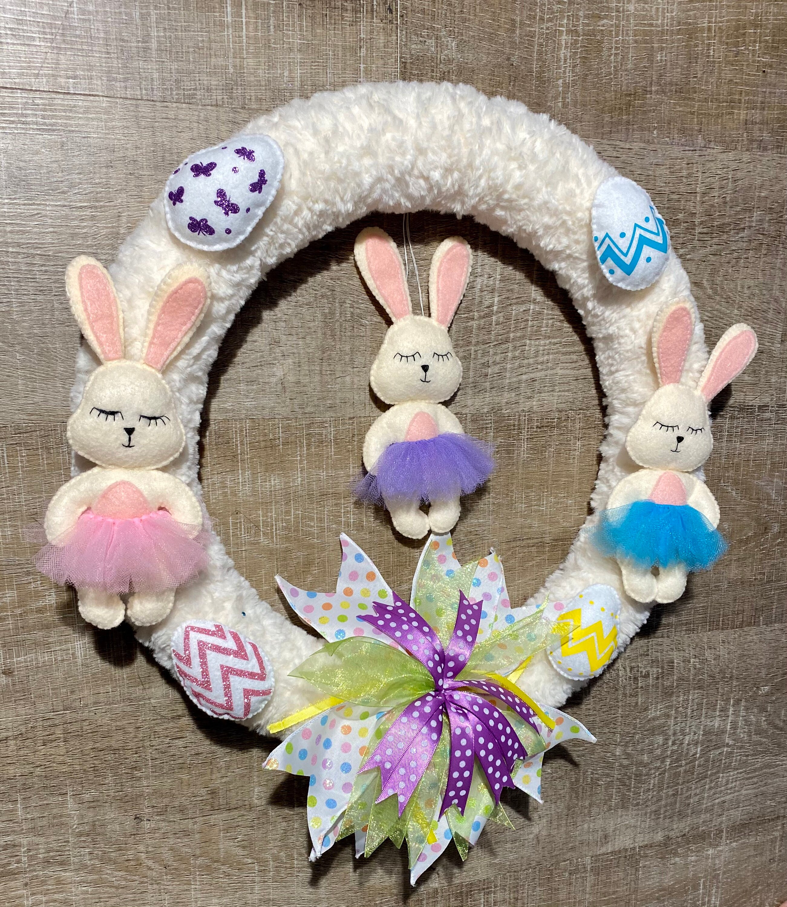 Easter wreath easter bunny wreath felt bunny wreath fur Etsy