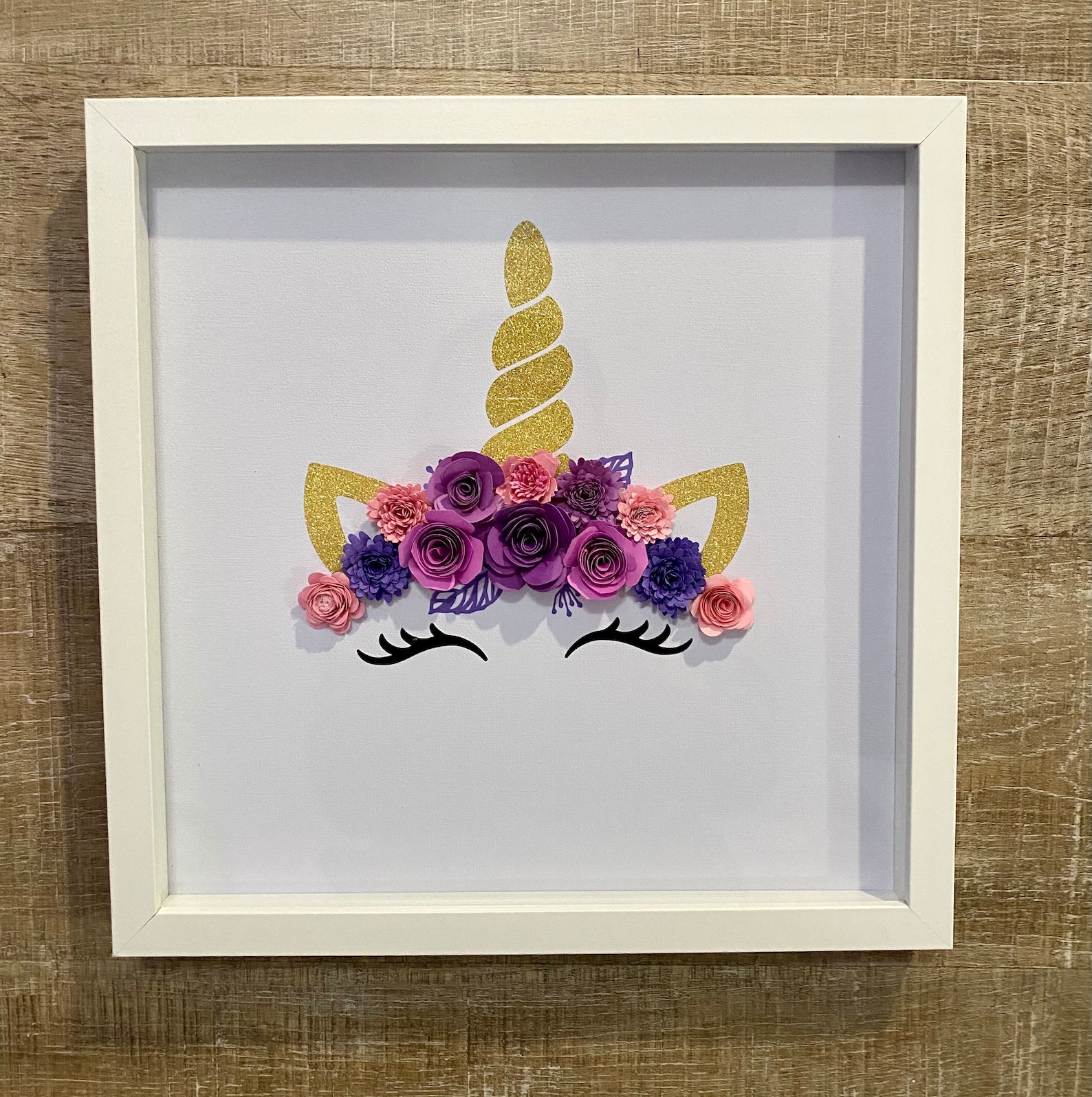 Unicorn Shadow Box 12x12 Personalized Flower Shadow Box. Etsy