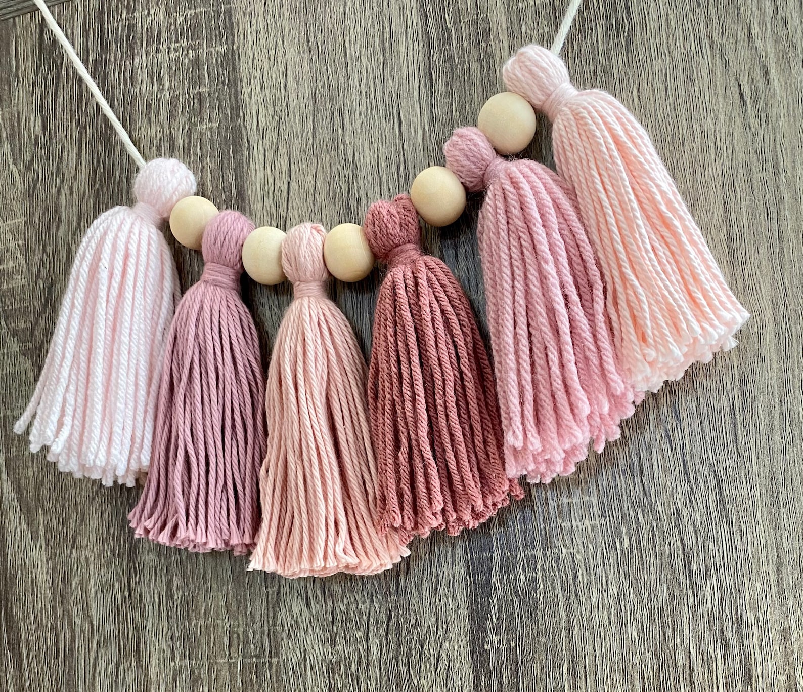 Tassel Garland With Wooden Beads. Yarn Garland. Etsy